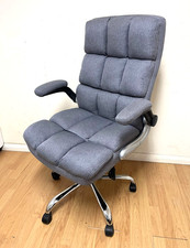 Executive High Back Swivel Office Chair Dark Grey Fabric Metal Frame