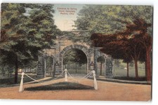 Postcard Entrance to Spring Grove Cemetery Medina Ohio 1912 Germany Trees Gate
