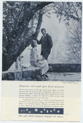 De Beers Diamonds Will Recall Your Finest Memories Vintage Ad 