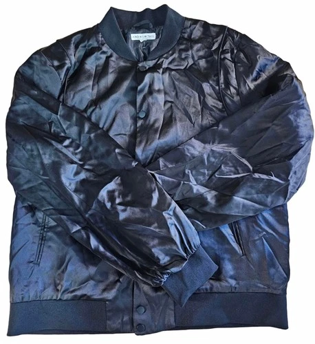 And Now This Men's Satin Bomber Baseball Style Jacket Blue MD / MEDIUM - product listing photo