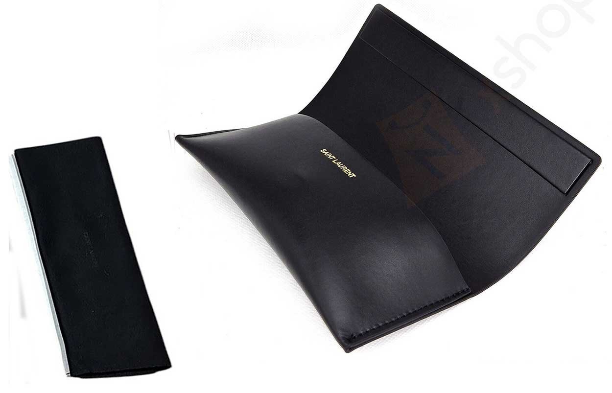 SAINT LAURENT OCCHIALI DA SOLE CUSTODIA IN PELLE PANNO PULIZIA nuovo autentico