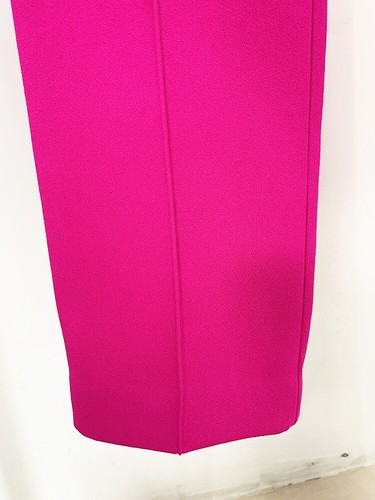 Women Big Fur Cuffs Studded Fitted Blazer + Pencil Trousers Pants Hot Pink Suit - 第 13/17 張圖片