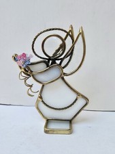 Angel Holding Glass colored Beads Figurine Stained Glass Suncather