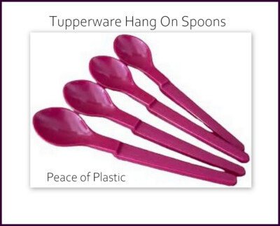 New Tupperware Hang On Spoons Set of 4 Raspberry 5-1/2'' Long Angled Handle