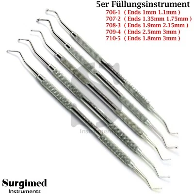 5er Zahnarzt Füllungsinstrumente Komposite Kugel Konservierende Instrumente - Bild 1 von 2