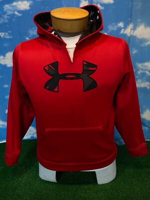Under Armor Hoodie Hooded Youth Large Red see disc pockets