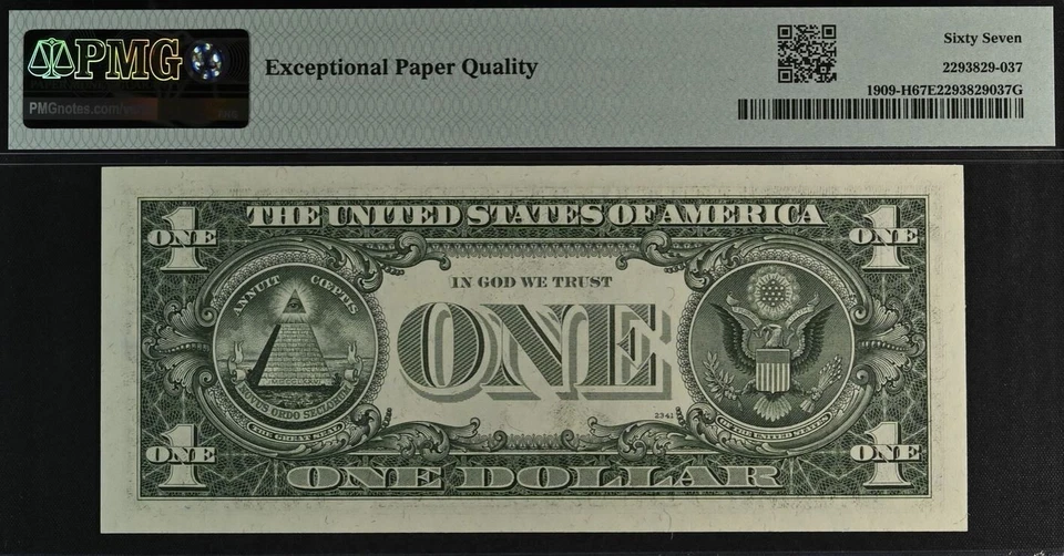 Top Pop 1977 $1 FRN PMG 67EPQ Finest gem super radar serial number 65555556 - Image 4 of 4