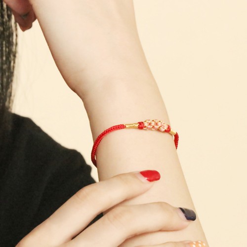 2 Stck. Glück Rot Schnur Faden Geflochten Gestrickt Pfirsich Blüte Blume Seil Armband - Bild 5 von 11