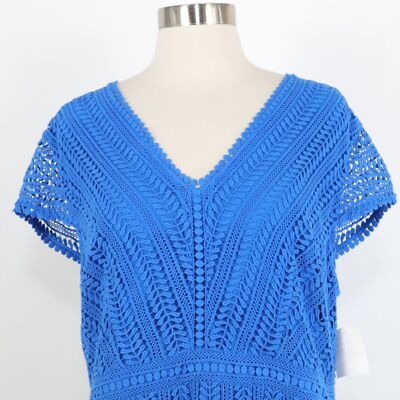 Boden Sheath Dress Nancy Lace Womens US12R NEW Bold Blue V-Neck Stretch  $230 | eBay