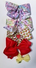 JOJO SIWA Large Hair Bows Lot of 4 Unicorn, Stars, Kisses, Bright Red  1