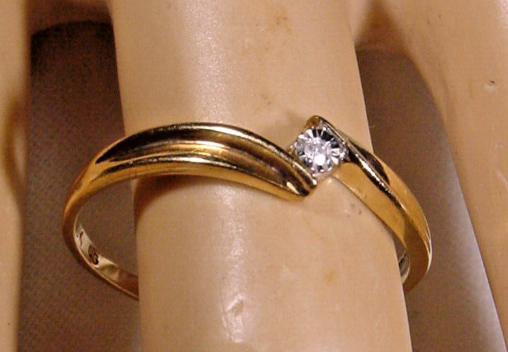 Solitaire Natural Diamond Engagement Ring 10K yel… - image 2