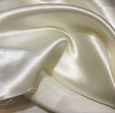 Off White (Ivory) Linen Silk Satin Fabric 45" Wide By The Yard 