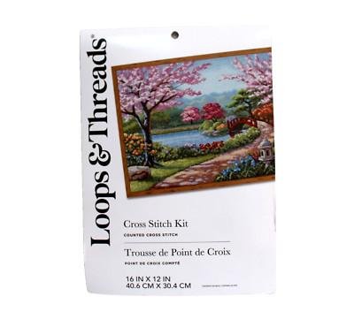 Loops & Threads Counted Cross Stitch Cross Stitch Kit Japanese Garden NEW