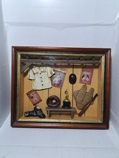 Baseball 3D Shadow Box 13.5 x11 Miniature In Resin Wood Frame Sports Wall