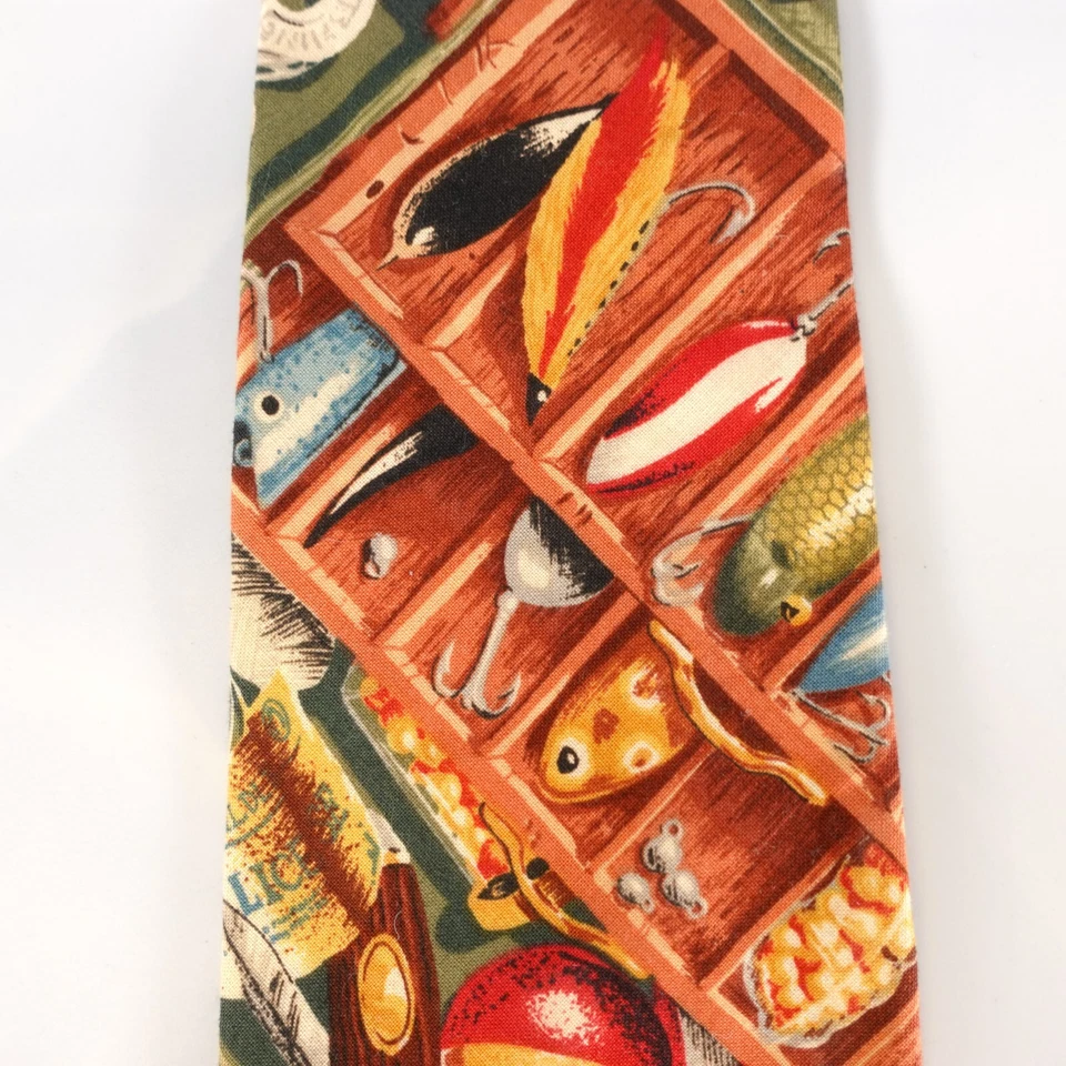 Corbata para el cuello para hombre naranja quemado herramientas de pescador arte gráfico EE. UU. SAMUEL HUNTER Foto 4 de 4