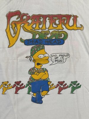 Vintage 1990 Bart Simpson Grateful Dead Shirt Save The Earth Size