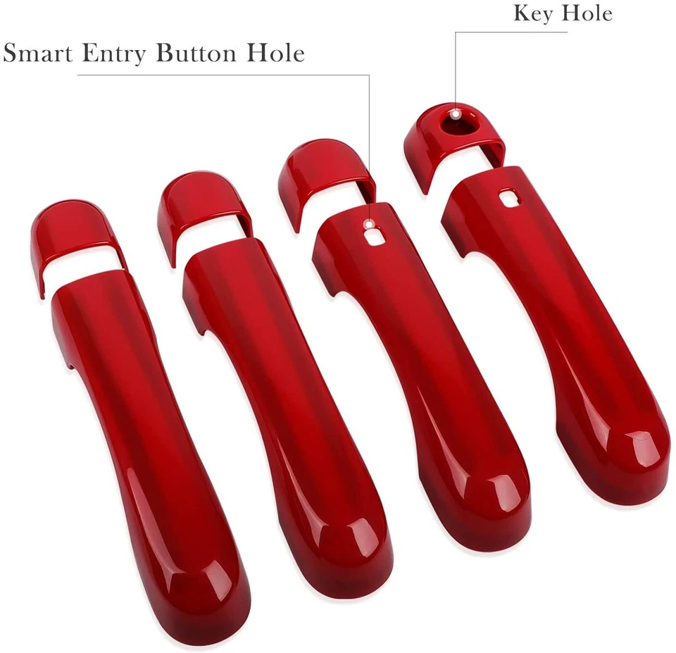 Cubierta de manija de puerta roja cerradura taza cuenco cubiertas molduras para Jeep Renegade 2015-2020 Foto 4 de 4