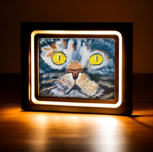 Cat Portrait Cat Oil Painting Gray Cat ArtWork Cat Lovers Gift Cat Portrait Pet - Picture 10 of 10