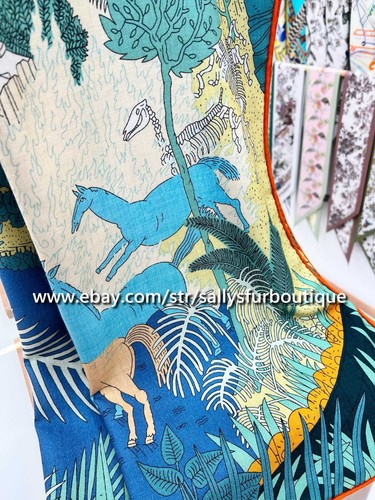 Sallys 70% Cashmere & 30% Silk Stole Animals Print Double Face Scarf Shawl 53" - Picture 15 of 35