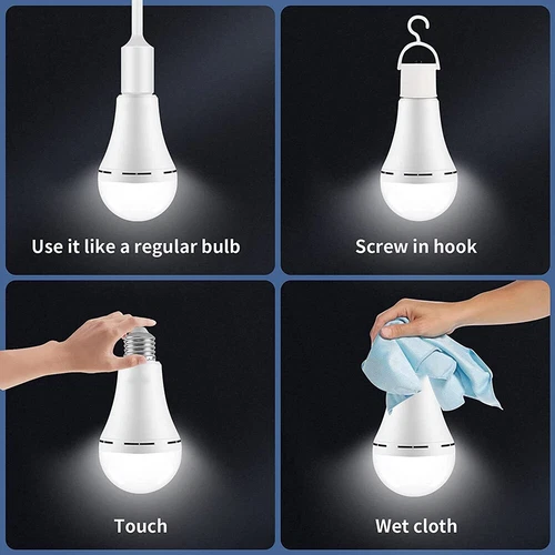 4Pcs LED Rechargeable Emergency Light Bulb 12W Equivalent 1200mAh Battery Backup - Bild 7 von 16