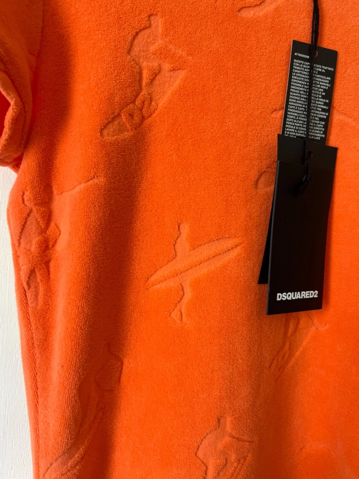 DSQUARED2 abito arancione surfista asciugamano linea A taglia XS PREZZO DI LISTINO £360