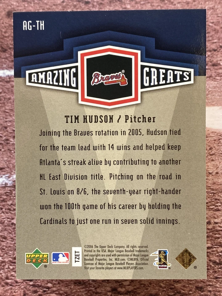 2006 Upper Deck Amazing Greats Gold /699 Tim Hudson #AG-TH - Image 2 of 2