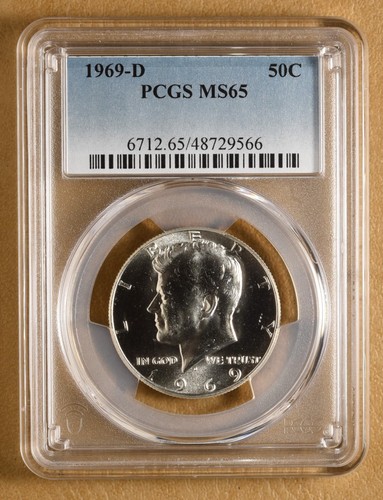 1969 D Kennedy Silber Half Dollar PCGS MS65