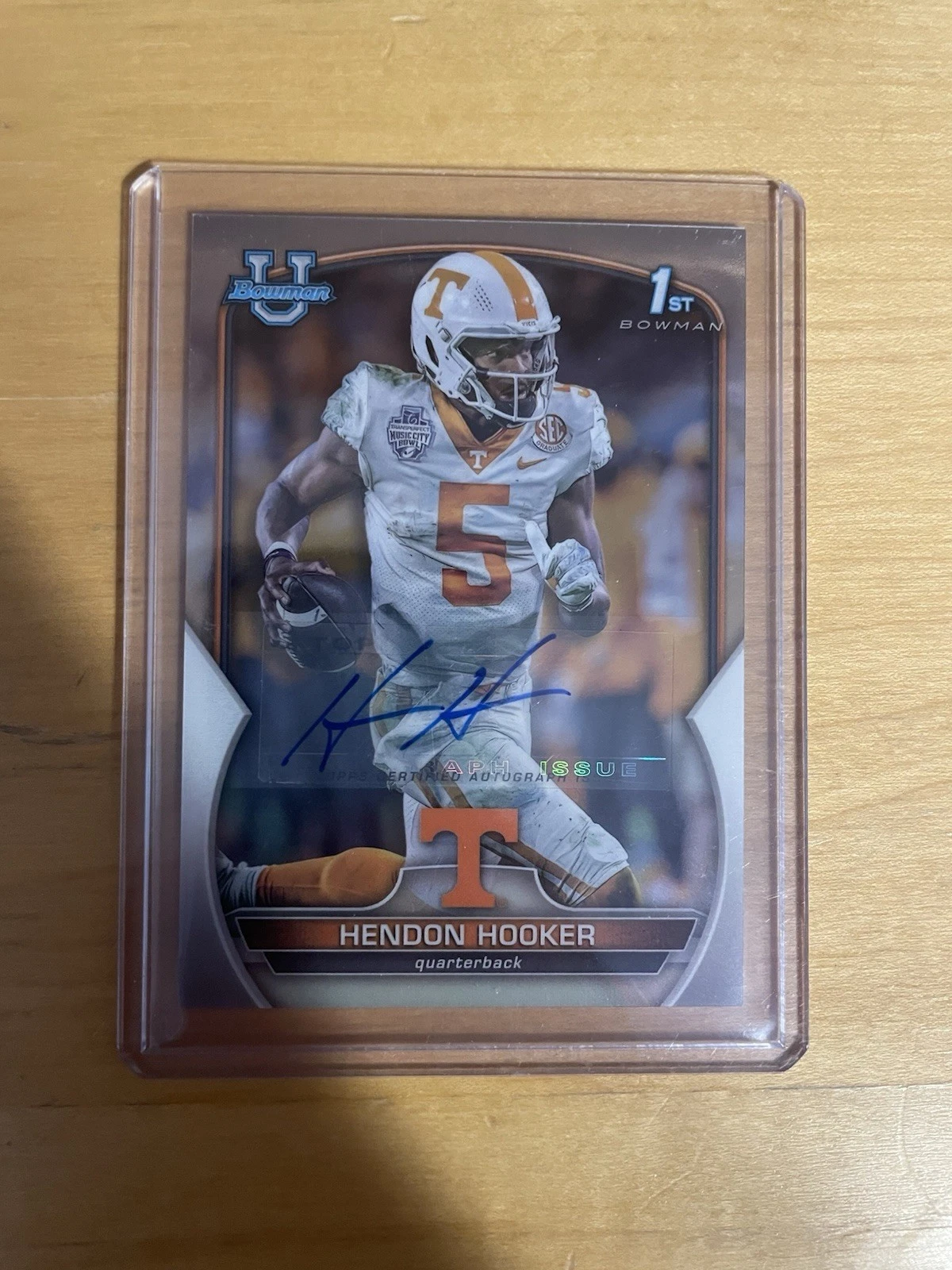2022 Bowman University Chrome #21 Hendon Hooker Tennessee 1st Auto