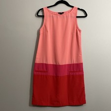 H&M Women’s Colorblock Sleeveless Shift Dress Size 4 Faux Pockets Casual 