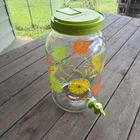 Vintage CITRUS Sun Tea Jar, Anchor Hocking Glass Lemonade Beverage Dispenser