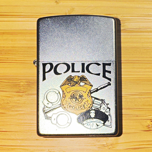Zippo Police Badge Graphic Lighter Silver Tone Police Theme