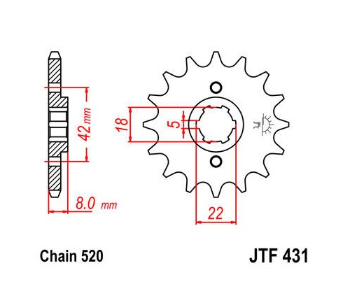 Piñón delantero JT 520 13T #JTF431.13 para Suzuki RM250/RM370/RS-250/RM400 - Imagen 1 de 1