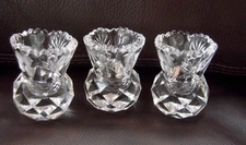 Lot of 3 Vintage American Brilliant Pitkins-Brooks Cut Glass Toothpick Holders