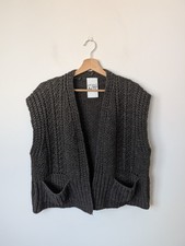 Project AJ117 Susie Brown Chunky Knit  Alpaca Wool Blend Open Vest Size M