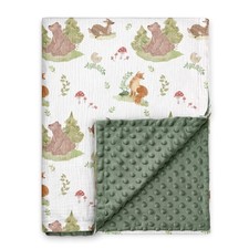 Blankets for Unisex Newborn Super Soft Nursery Minky Blankets with Muslin Cot...