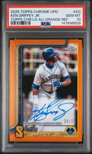 2025 Topps Chrome Update-Ken Griffey Jr. Auto ORG REF # /25 PSA GEM MT 10
