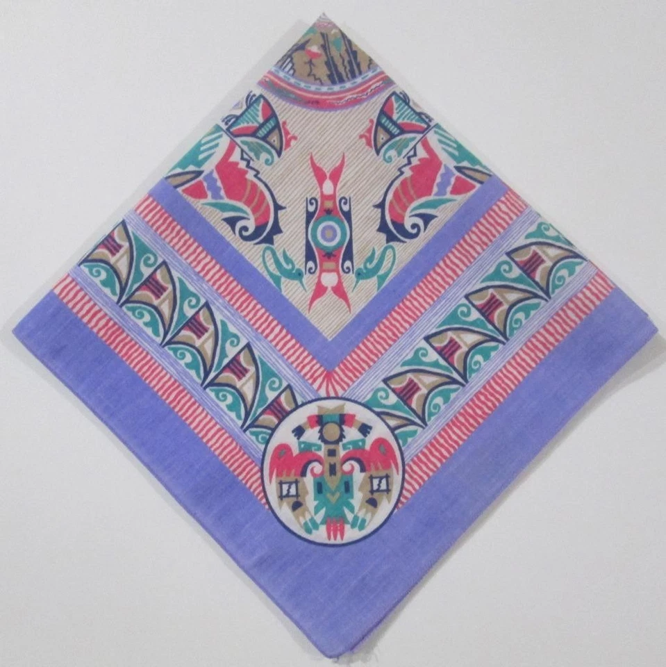 Bandana Púrpura Vintage Suroeste Pájaro Kachina Indio Azteca Hecho en EE. UU. Foto 2 de 4