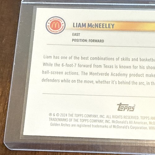 2024 Topps Mcdonalds All American Blue Raywave Liam McNeeley Drive-Thru Service - Picture 6 of 8