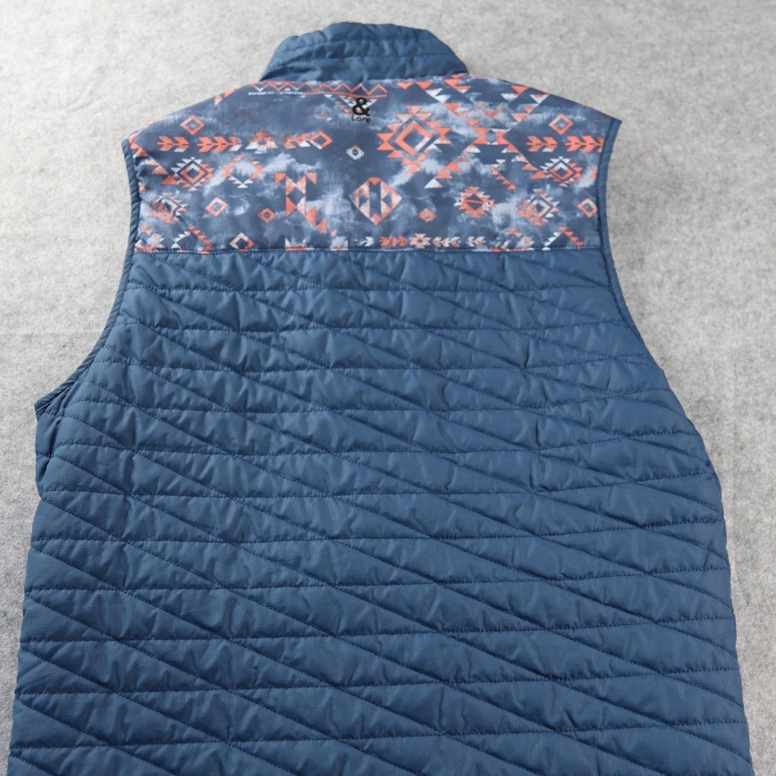 &Lore By Tahoe River Mens Quilted Vest Navy Blue Southwestern Print Small image 3