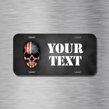 NEW Custom Design *Your Text* USA SKULL Aluminum License Plate CAR SUV