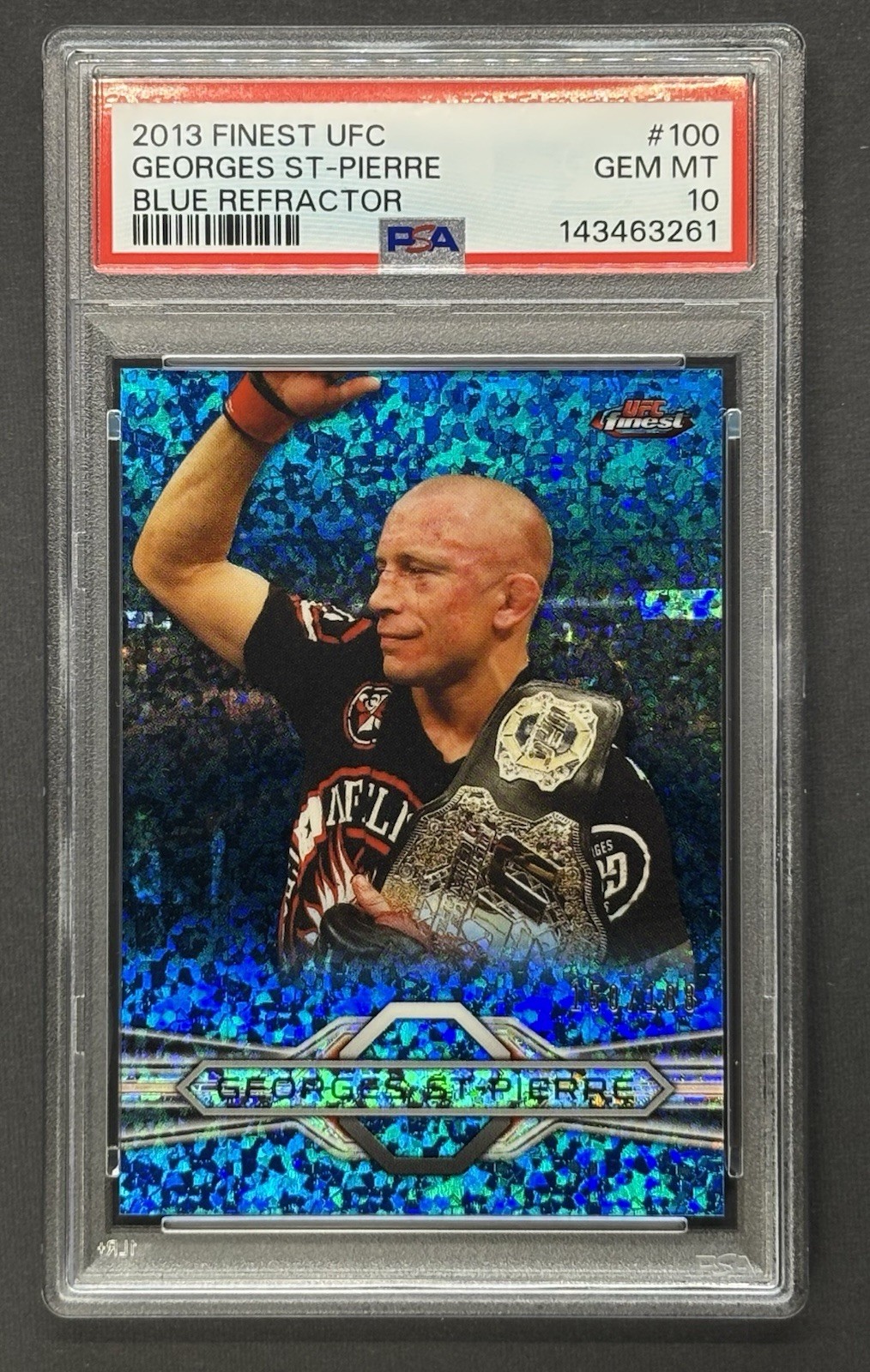 2013 Topps Finest UFC Georges St Pierre Blue Refractor /188 - PSA 10 Gem Mint