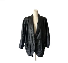 Adler Vintage unisex oversized real leather jacket with shoulder pads size L