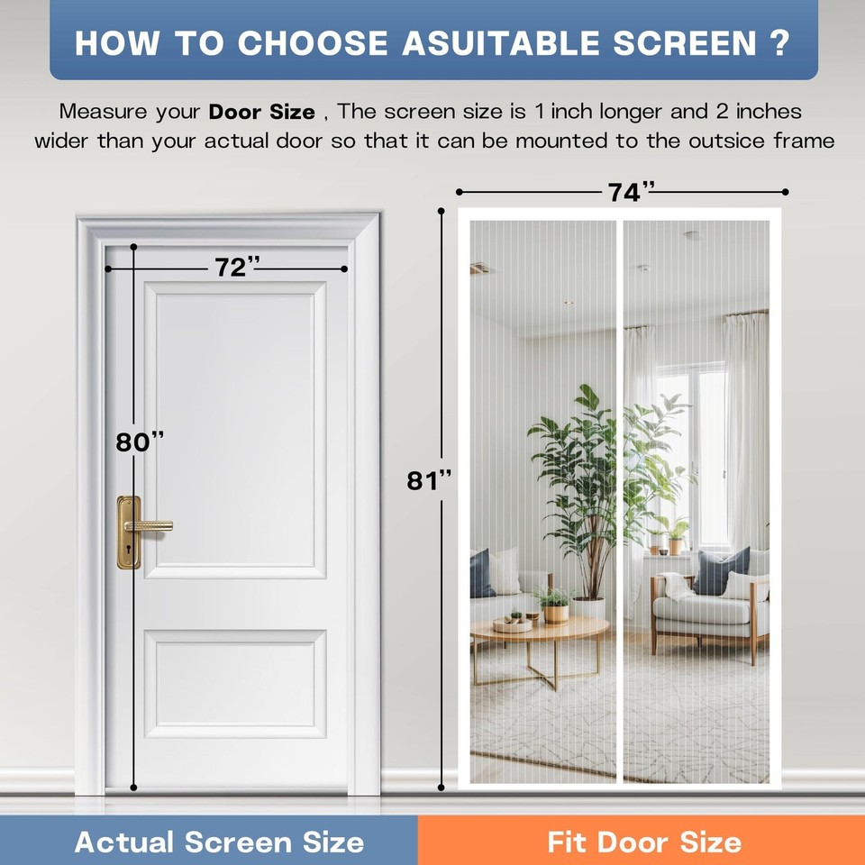 Magnetic Screen Door Fits Door Size 72 X 80 Screen Door Mesh Door Magnetic screen door fits door size 72 x 80 screen door mesh door