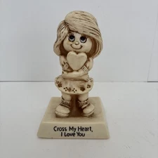 Sweet Vintage 1976 Russ Berrie & Co Figurine 9210 "Cross My Heart, I Love You"
