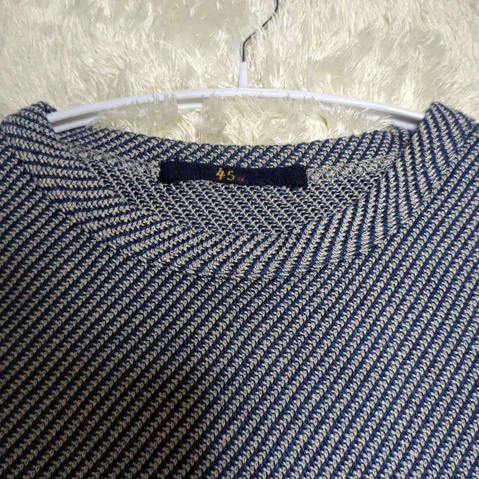 45R Linen Sleeveless Dress Indigo Stripe Logo Embroidery Size 0 Japan Rare - Image 3 of 4