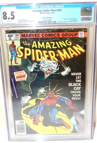 Amazing Spider-Man #194 CGC 8.5 Marvel Comics Newsstand Variant 1st Black Cat