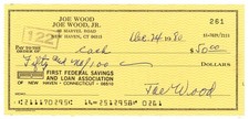 Joe Wood Twice Signed Personal Check Auto Aut...