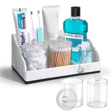 Marble Bathroom Countertop Organizer, Toothbrush Holders for Bathroom with 2P...