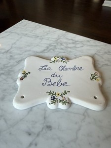 Ceramic Plaque for The Baby’s Room Nursery Decor Wall Hanging - In French - Used