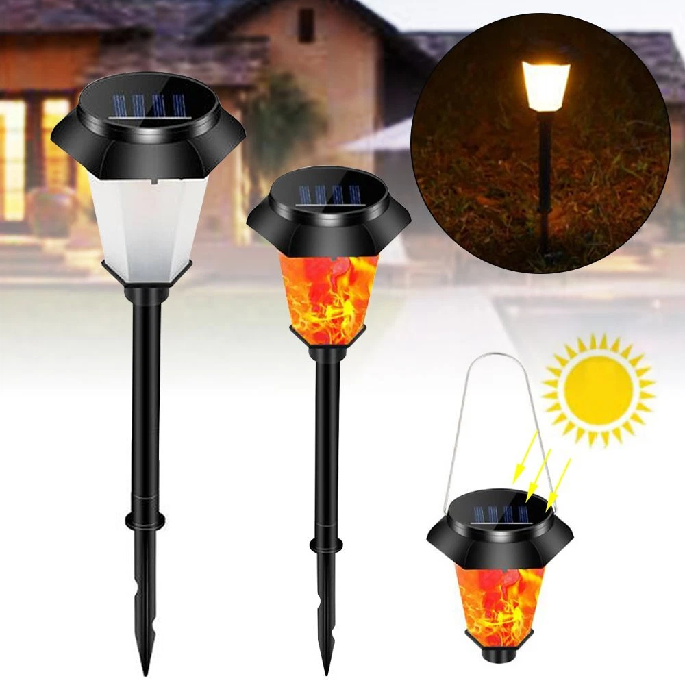 4X Solar LED Torch Light Flickering Dancing Flame Stake Lamp